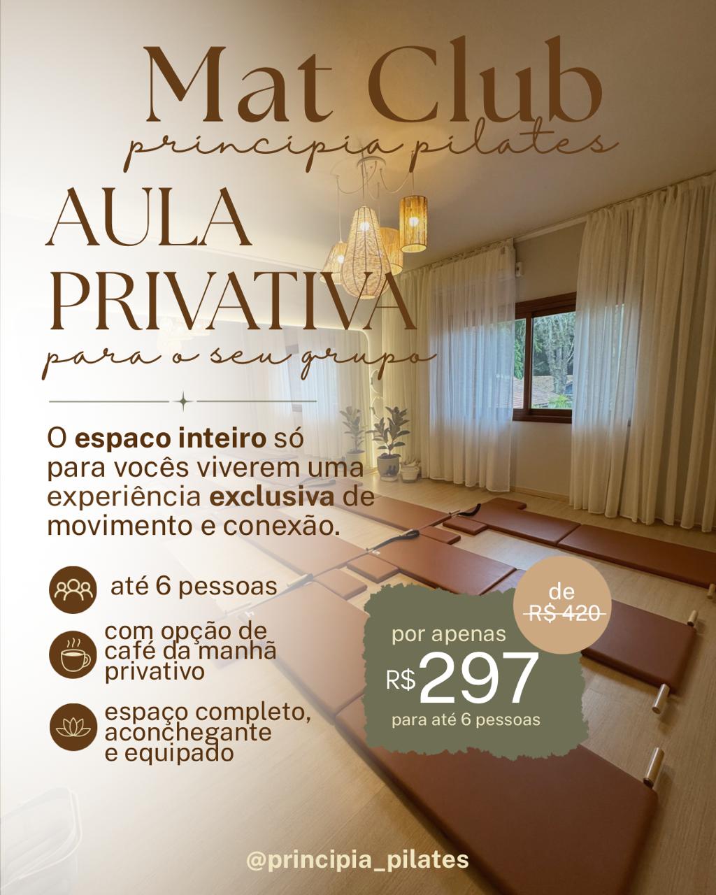 Aula Privativa Mat Club — até 6 pessoas, de R$ 420 por R$ 297